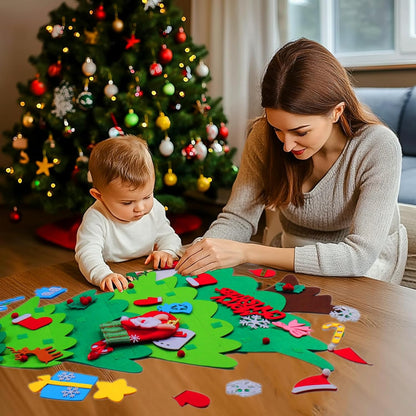 Montessori Felt Christmas Tree with Lights for Kids