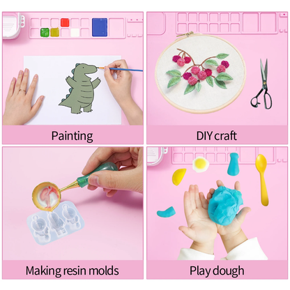 Silicone Art Mat +Brushes+ Acrylic paint set