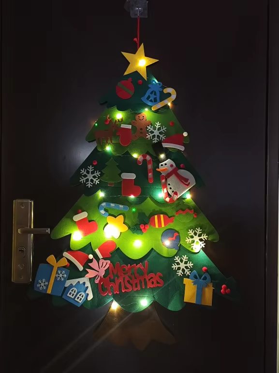 Montessori Felt Christmas Tree with Lights for Kids