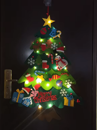 Montessori Felt Christmas Tree with Lights for Kids