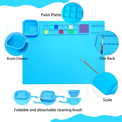 Silicone Art Mat +Brushes+ Acrylic paint set