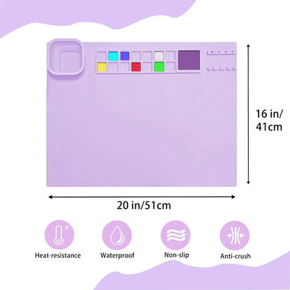 Silicone Art Mat +Brushes+ Acrylic paint set
