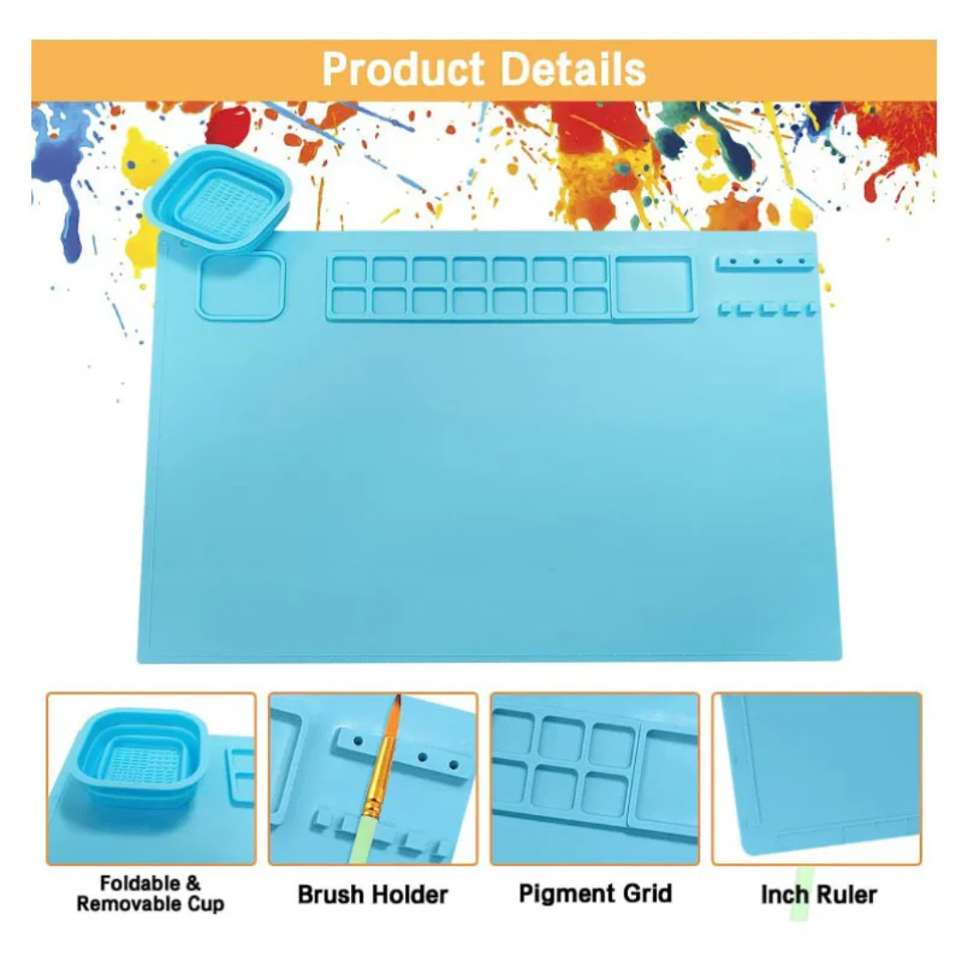 Silicone Art Mat +Brushes+ Acrylic paint set